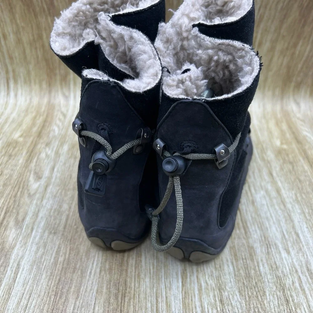 Merrell Forecast Tug Winter Boots Women's Size 8 Black Suede Faux Fur Lined